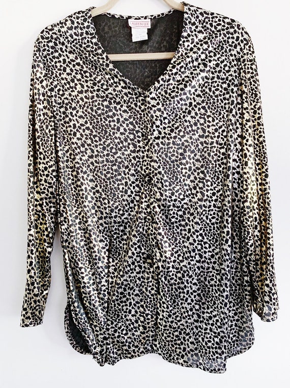 Silver Leopard Print Blouse