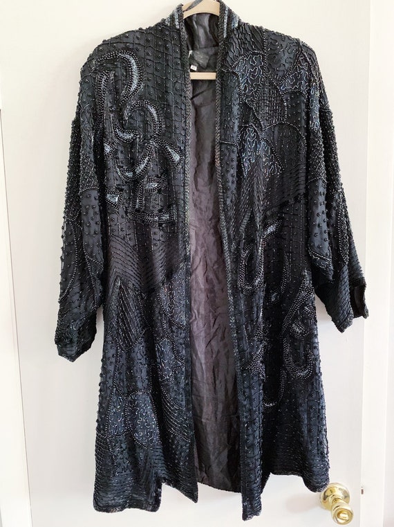 VTG Sequin Beaded Long Jacket/Duster/Kimono by Pin