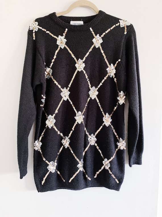 Argyle + Sequins Sweater