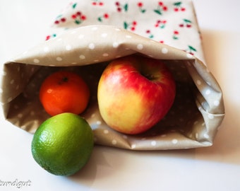 Lunchbag groß, XL, Vespertasche, KIRSCHEN, Picknicktasche