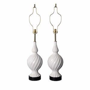 Mid Century Modern Ceramic Lamps Pair of Lamps