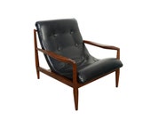 Adrian Pearsall Chair Lounge Chair Craft Associates 932-c Scoop Chair Black Leather Mid Century Modern