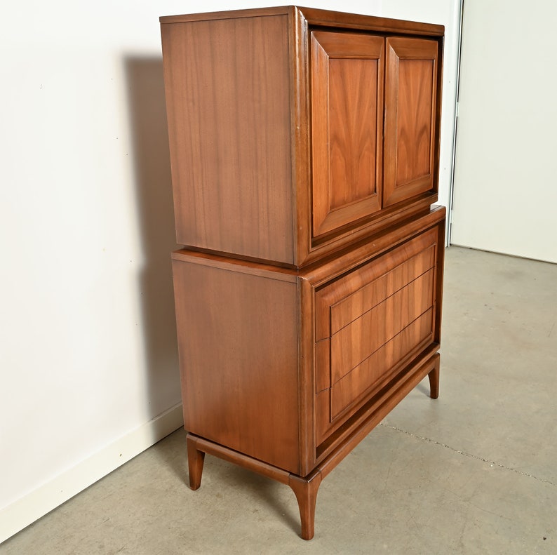 Walnut Tall Dresser United Furniture Mid Century Modern image 4