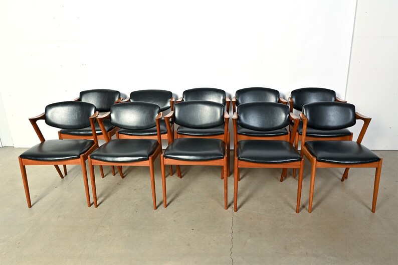 Kai Kristiansen Teak Arm Chairs Model 42 Set of 10 Danish Modern image 3