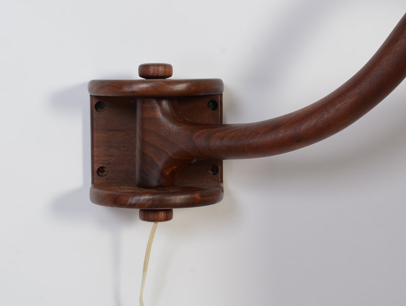 Walnut Wall Lamp Swing Arm Sconce Mid Century Modern image 4