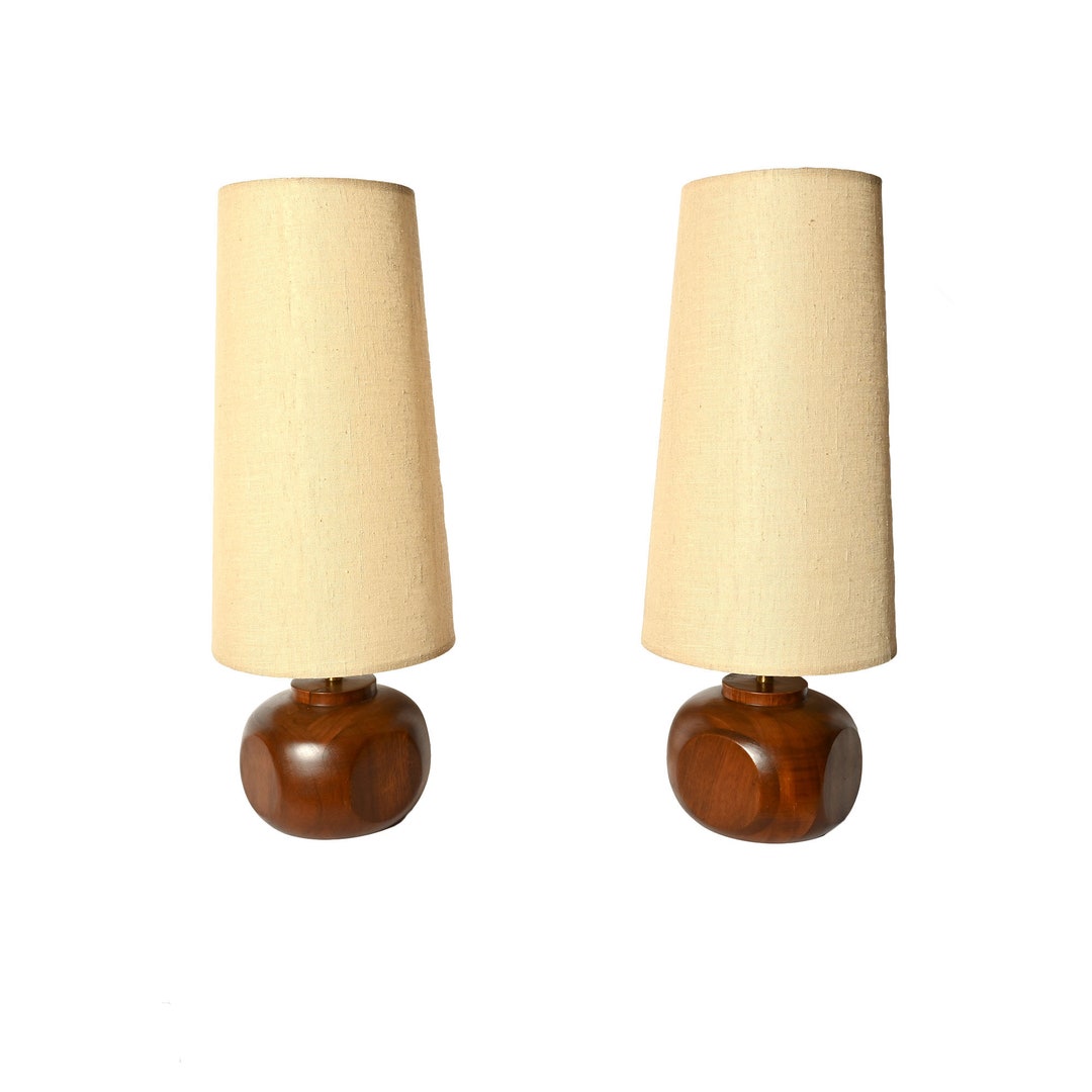 Large Walnut Lamps Zina Lamp Co. Mid Century Modern - Etsy