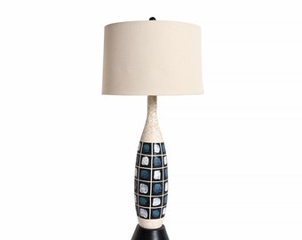 Hand Painted Table Lamp Large Lamp Mid Century Modern