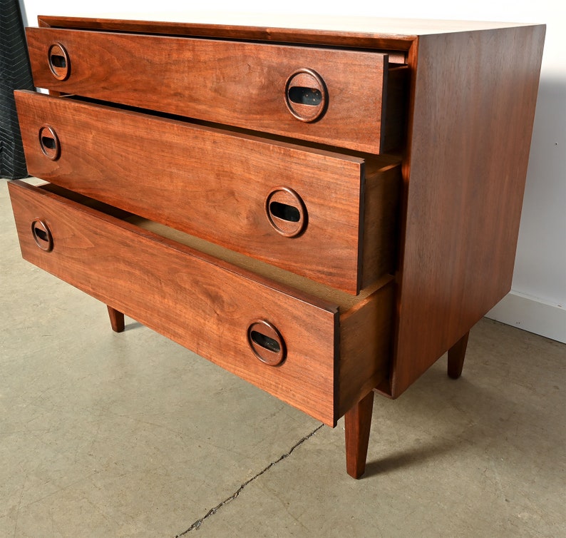 Walnut Dresser Founders Furniture Round Wood Pulls Mid Century Modern image 7