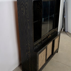 Glass Front China Cabinet Black Cerused Oak Mid Century Modern Atomic Age image 3