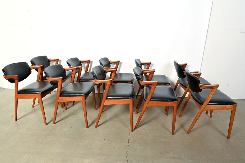 Kai Kristiansen Teak Arm Chairs Model 42 Set of 10 Danish Modern image 5