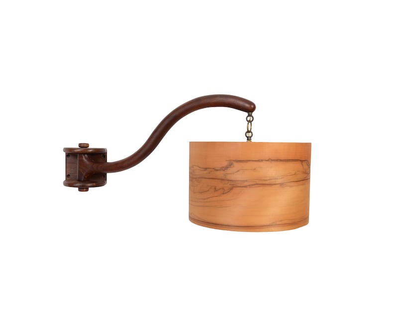 Walnut Wall Lamp Swing Arm Sconce Mid Century Modern image 1