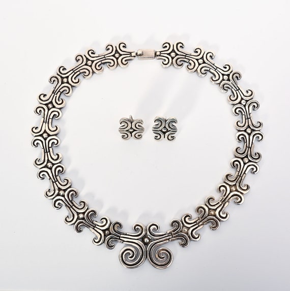A MEXICAN SILVER NECKLACE AND BRACELET . Los Castillo, Taxco, | Lot #69076  | Heritage Auctions