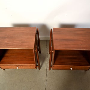 Drexel Declaration Nightstands Pair of Walnut Nightstands Mid Century Modern image 3