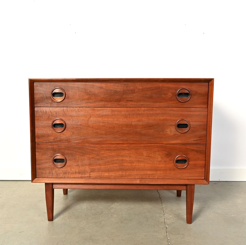 Walnut Dresser Founders Furniture Round Wood Pulls Mid Century Modern image 2