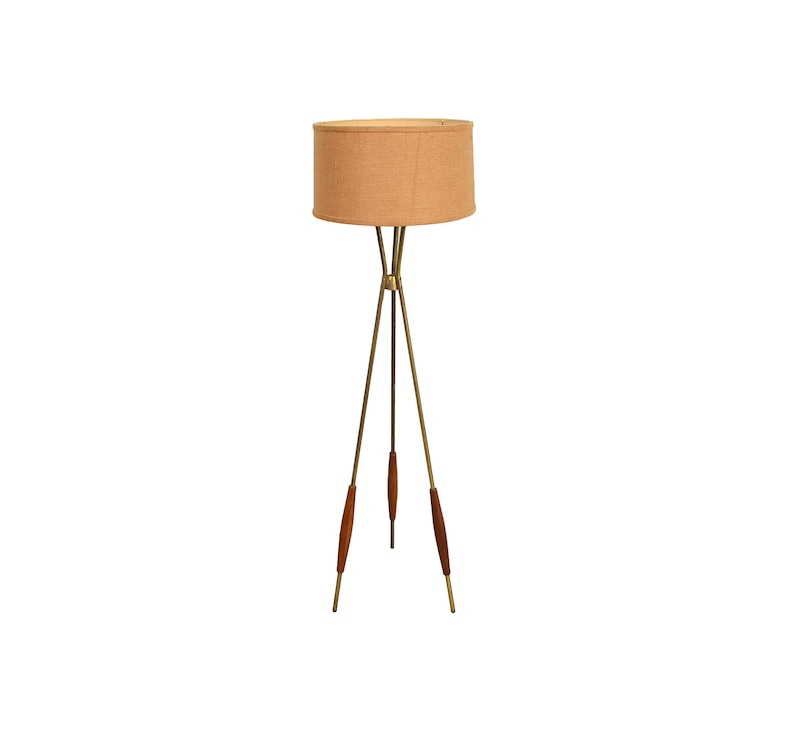 Gerald Thurston For Lightolier Brass Walnut Tripod Floor Lamp Mid Century Modern Lamps Home Living Aloli Ru Gerald Thurston For Lightolier Brass, Vintage Gerald Thurston Floor Lamp