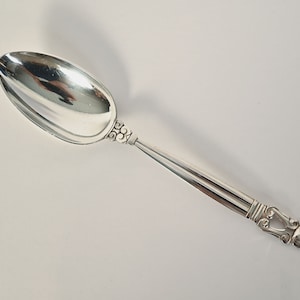 Georg Jensen Acorn Dessert/Oval Spoon 6 3/4 inch Danish Modern