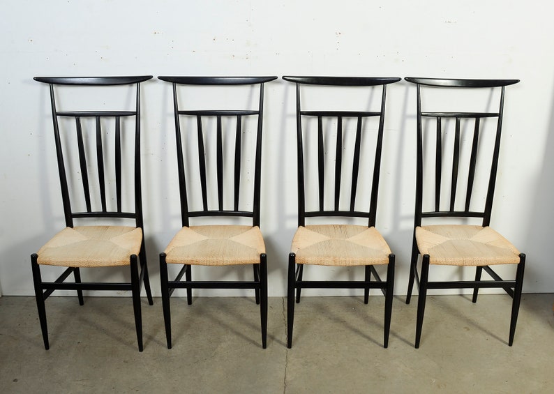 Gio Ponti Style Dining Chair Piazza Originals Set of 4 Mid Century Modern image 2