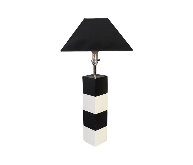 Table Lamp Black and White Mid Century Modern - Etsy