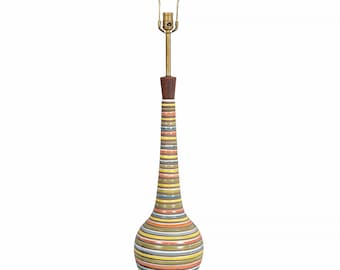 Tall Striped Bottle Vase Lamp Mid Century Modern