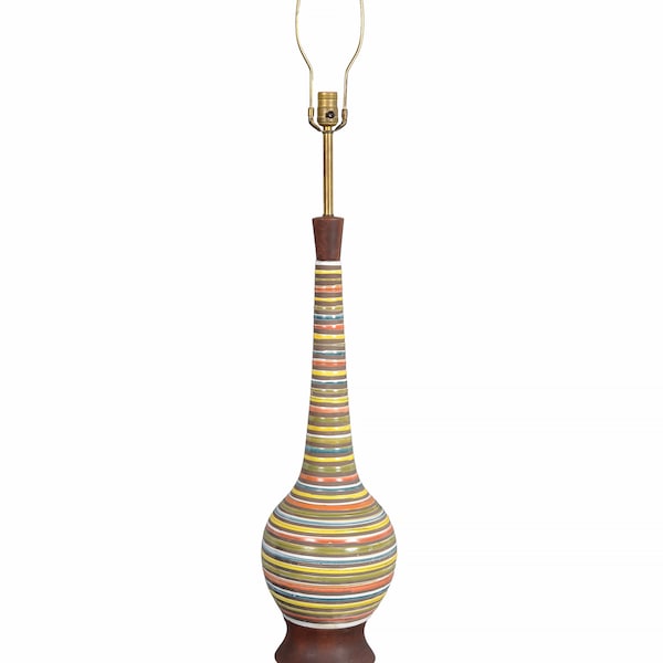 Tall Striped Bottle Vase Lamp Mid Century Modern