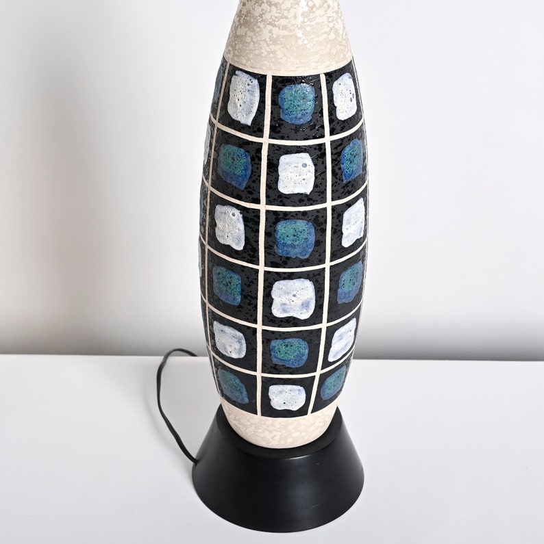Hand Painted Table Lamp Large Lamp Mid Century Modern image 5