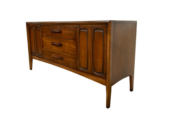 Broyhill Emphasis Credenza Long Dresser Server Walnut Mid Etsy