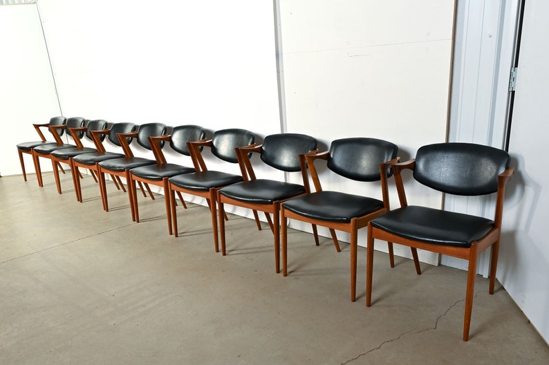 Kai Kristiansen Teak Arm Chairs Model 42 Set of 10 Danish Modern image 2