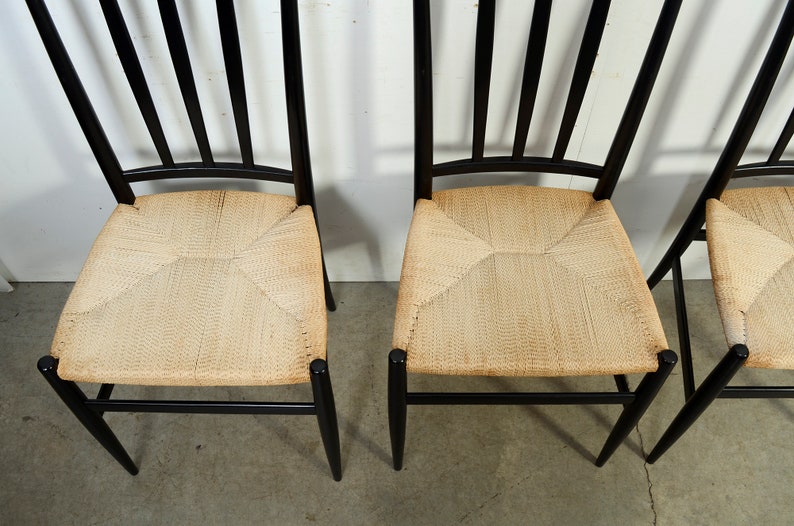 Gio Ponti Style Dining Chair Piazza Originals Set of 4 Mid Century Modern zdjęcie 9