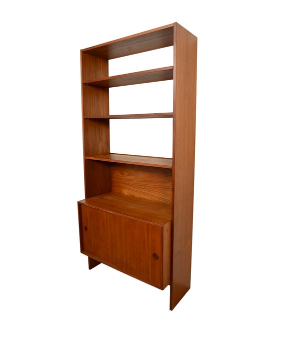 Danish Modern Teak Bookcase Wall Unit Floating Cabinet By Hg Image 0