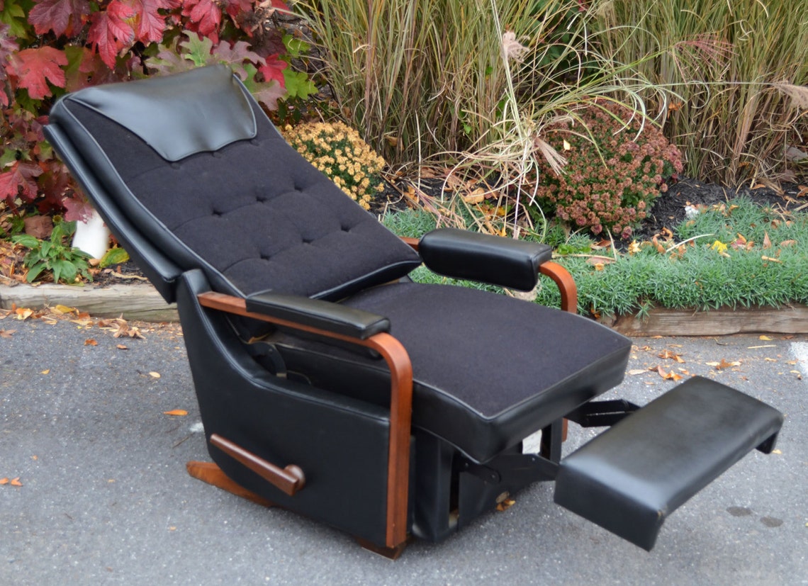 Lazy Boy Recliner Black 1960 Mid Century Danish Modern Etsy