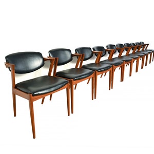 Kai Kristiansen Teak Arm Chairs Model 42 Set of 10 Danish Modern image 1