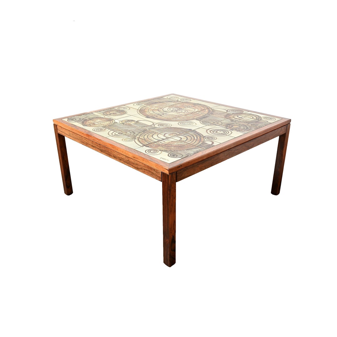 Rosewood Tile Top Cocktail Table L. Hjorth Coffee Table Danish Modern