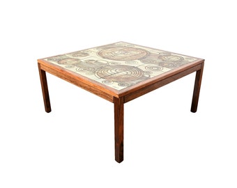 Rosewood Tile Top Cocktail Table L. Hjorth Coffee Table Danish Modern