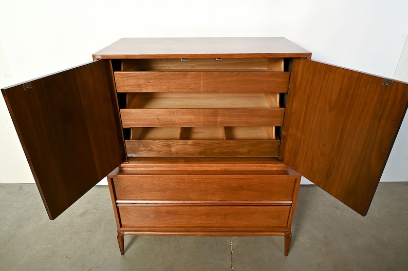 Walnut Tall Dresser Gentlemans Chest Mid Century image 6