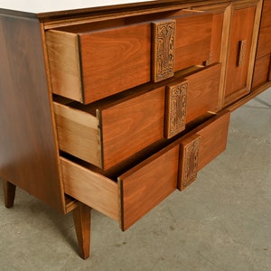 Bassett Mayan Walnut Credenza Long Dresser Mid Century Modern image 8