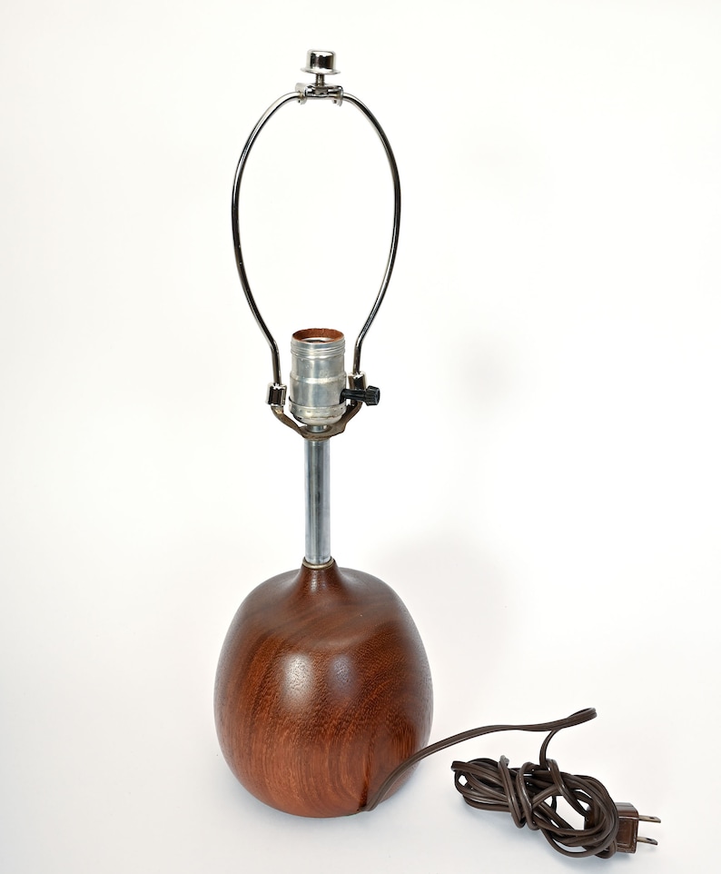 Teak Lamp Vintage Teak Turned Table Lamp Danish Modern image 4