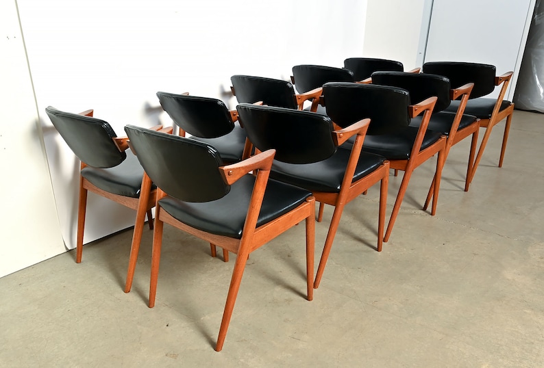 Kai Kristiansen Teak Arm Chairs Model 42 Set of 10 Danish Modern image 6