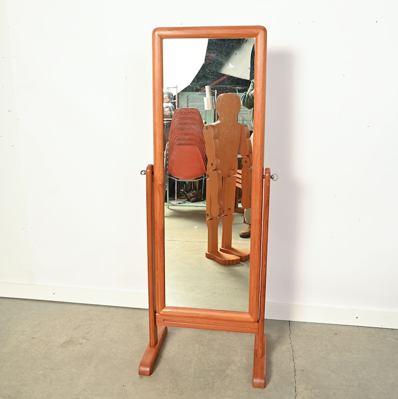 Teak Mirror Cheval Mirror Oval Mirror Full Length Mirror Danish Modern image 2