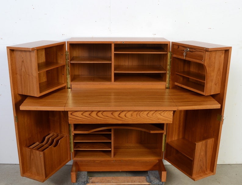 Folding Desk Danish Modern Magic Box Desk Mid Century Modern | Etsy