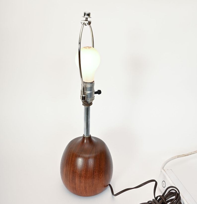 Teak Lamp Vintage Teak Turned Table Lamp Danish Modern image 6
