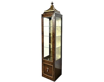 Bernhard Rohne Vitrine Curio Cabinet by Mastercraft  European Carpathian Elm Burl and Brass