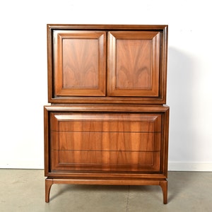 Walnut Tall Dresser United Furniture Mid Century Modern image 2