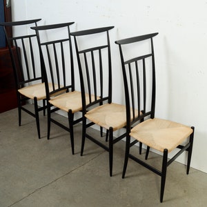 Gio Ponti Style Dining Chair Piazza Originals Set of 4 Mid Century Modern zdjęcie 4