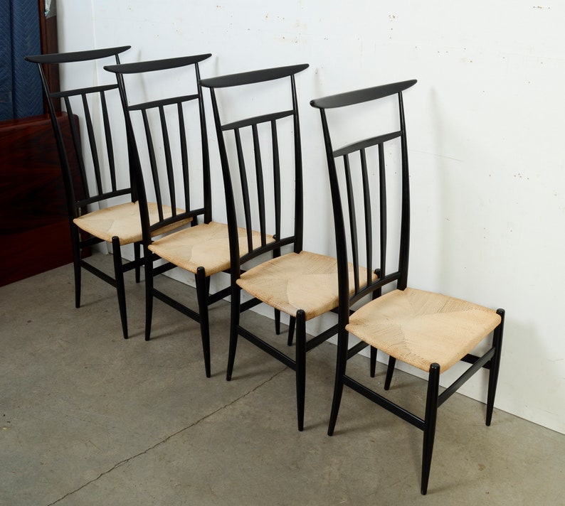 Gio Ponti Style Dining Chair Piazza Originals Set of 4 Mid Century Modern zdjęcie 4