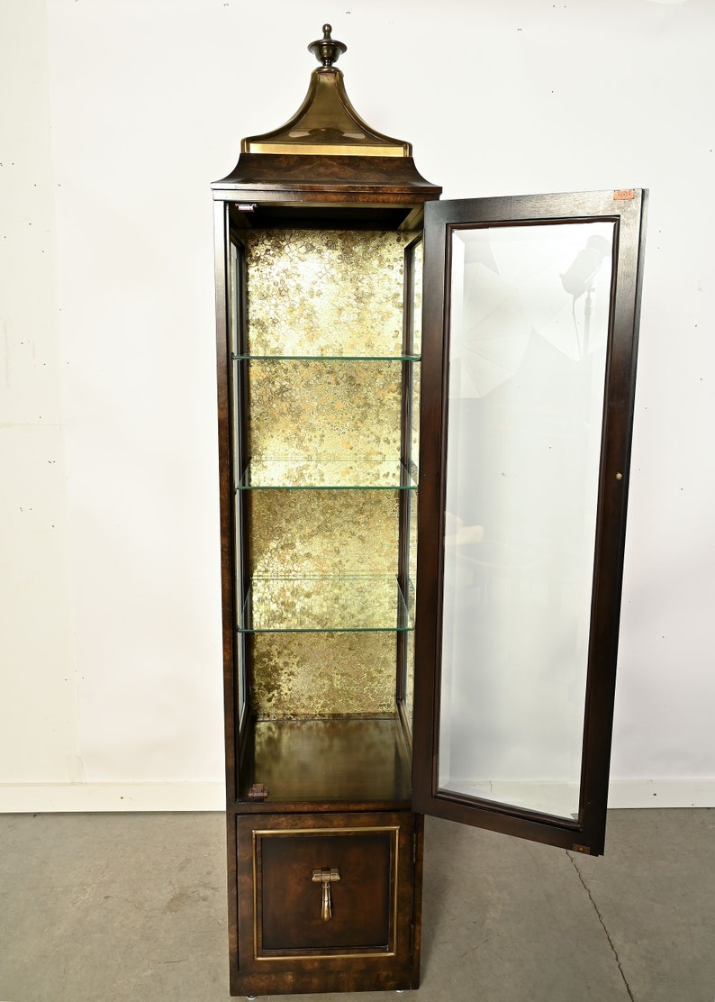 Bernhard Rohne Vitrine Curio Cabinet by Mastercraft European Carpathian Elm Burl and Brass image 5