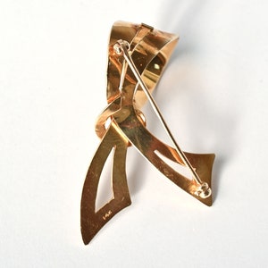 Gold Ribbon Brooch Mid Century image 2