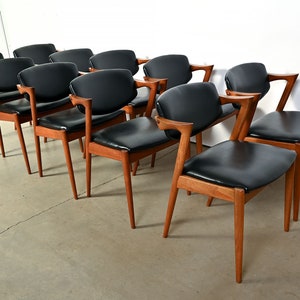 Kai Kristiansen Teak Arm Chairs Model 42 Set of 10 Danish Modern image 4