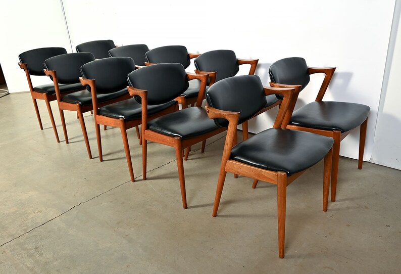 Kai Kristiansen Teak Arm Chairs Model 42 Set of 10 Danish Modern image 4