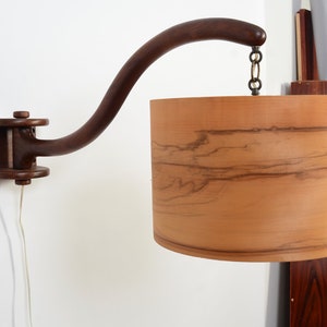 Walnut Wall Lamp Swing Arm Sconce Mid Century Modern image 2