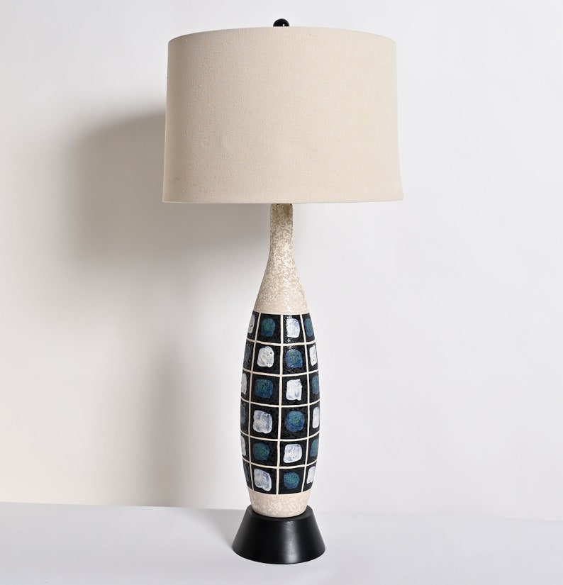 Hand Painted Table Lamp Large Lamp Mid Century Modern image 2